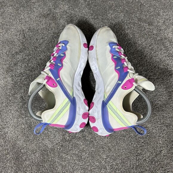 Nike React Element 55 BQ2728-104 Women’s Size 7 White Fire Pink Sapphire Shoes - Picture 8 of 12
